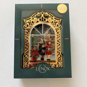 1997 Lenox Christmas Double Sided Ornament Caroling and Christmas Eve Window
